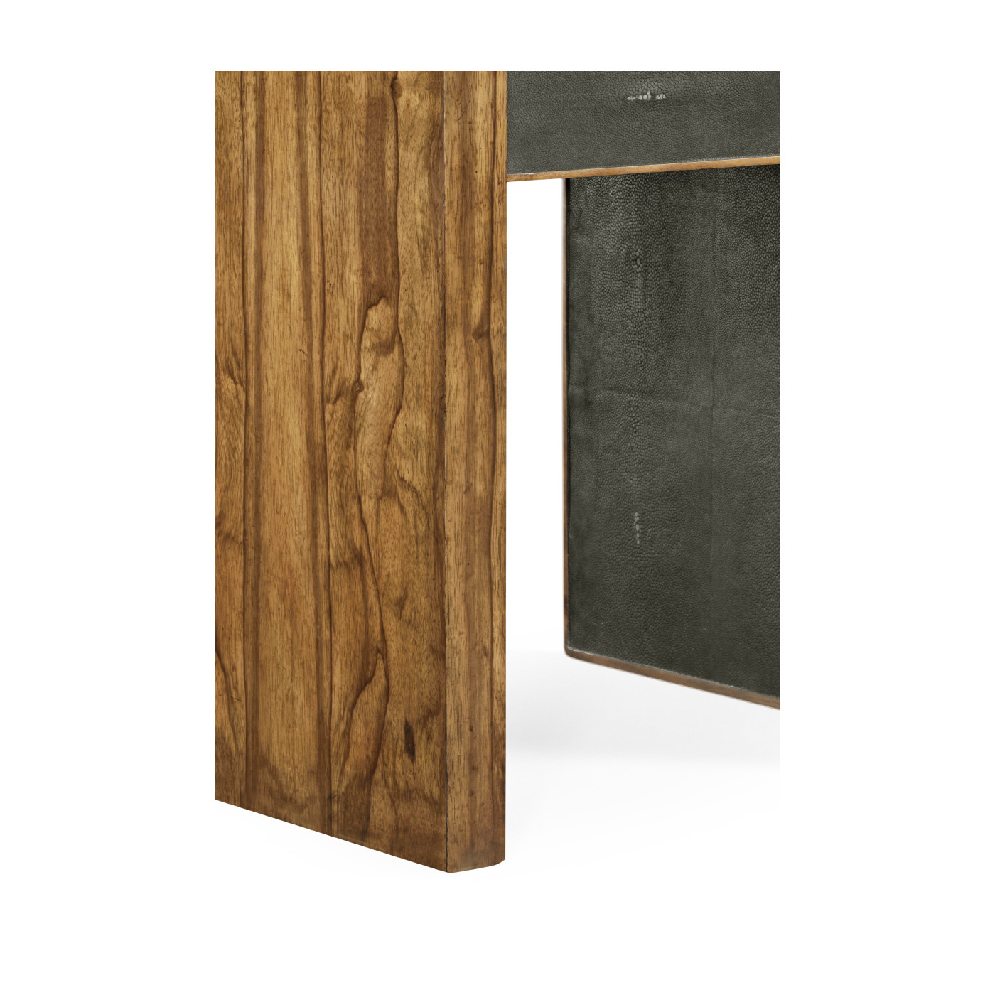 Argentinian walnut & anthracite faux shagreen side table