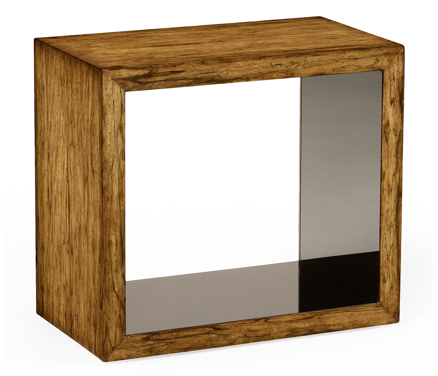 Argentinian walnut & black glass side table