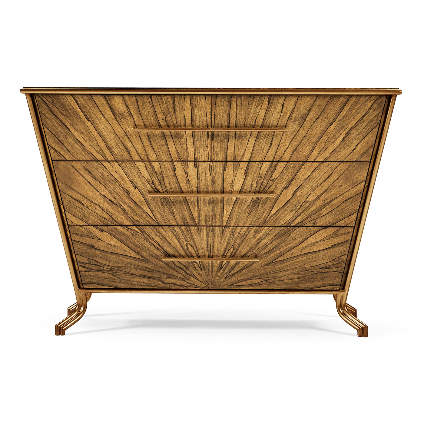 Argentinian walnut veneered tapering chest of drawers