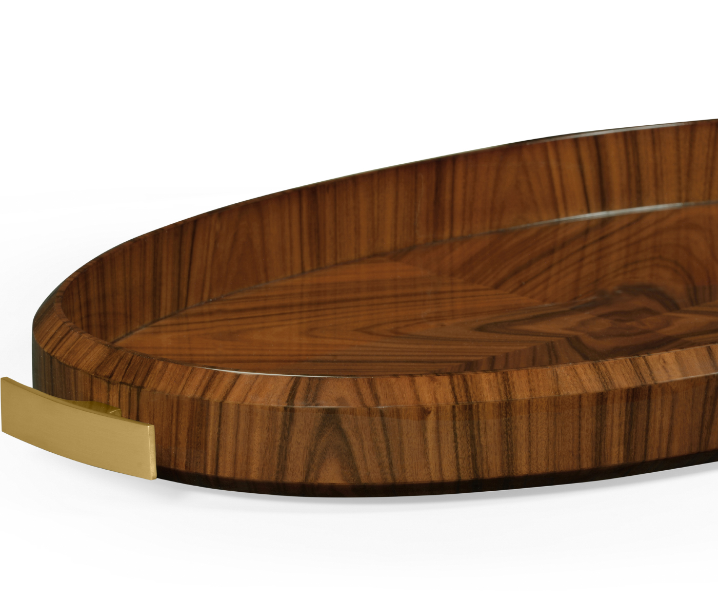 Art Deco High Lustre Oval Tray with Brass