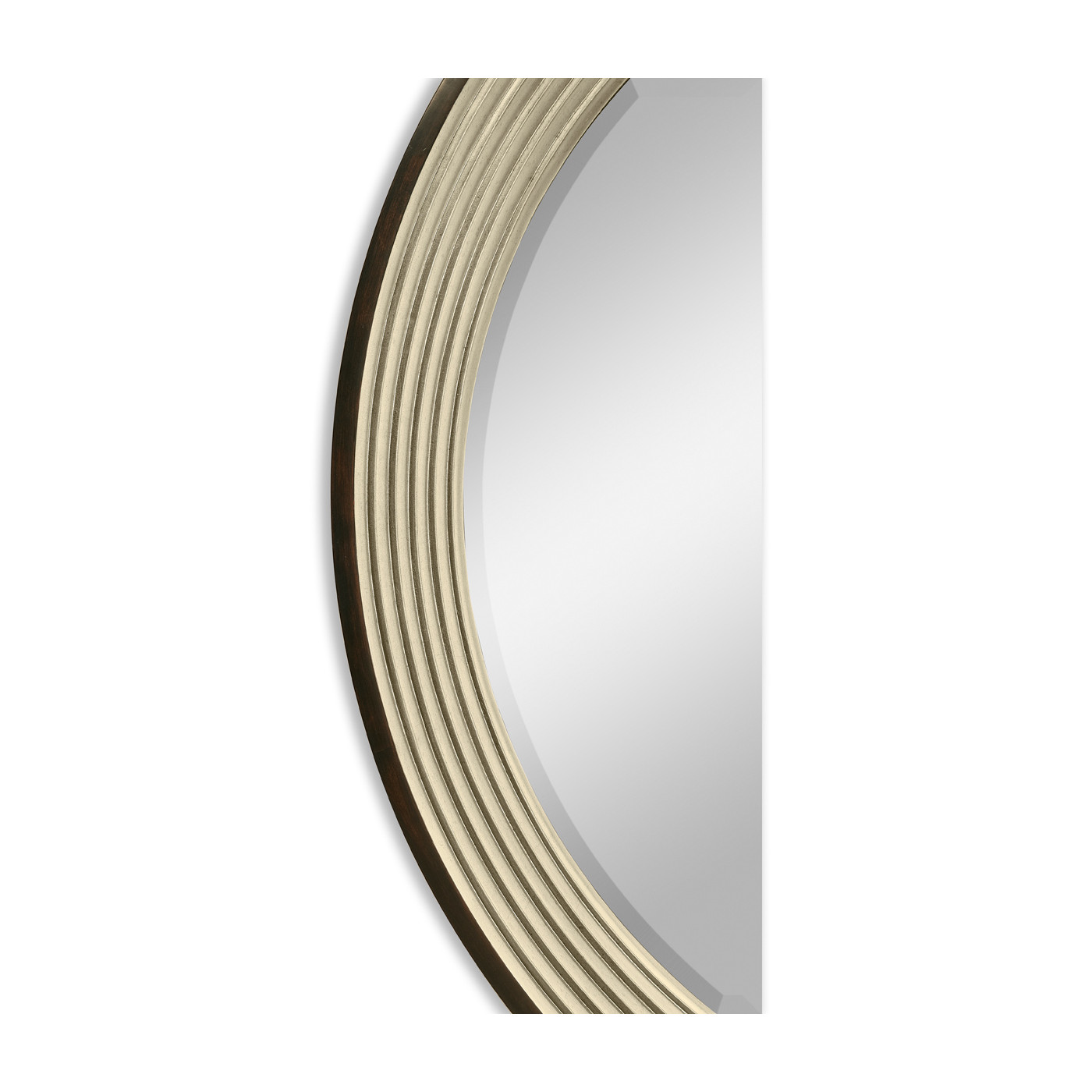 Contemporary Circular Recessed Silver Mirror