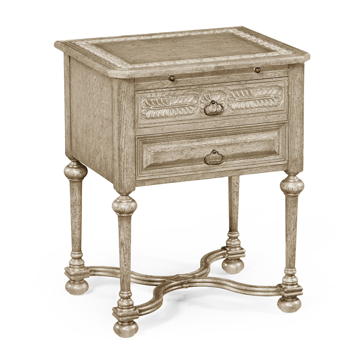 Tudorbethan Grey Oak Side Table with Slide