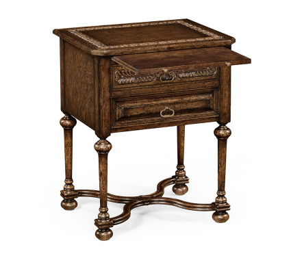 Tudorbethan Dark Oak Side Table with Slide