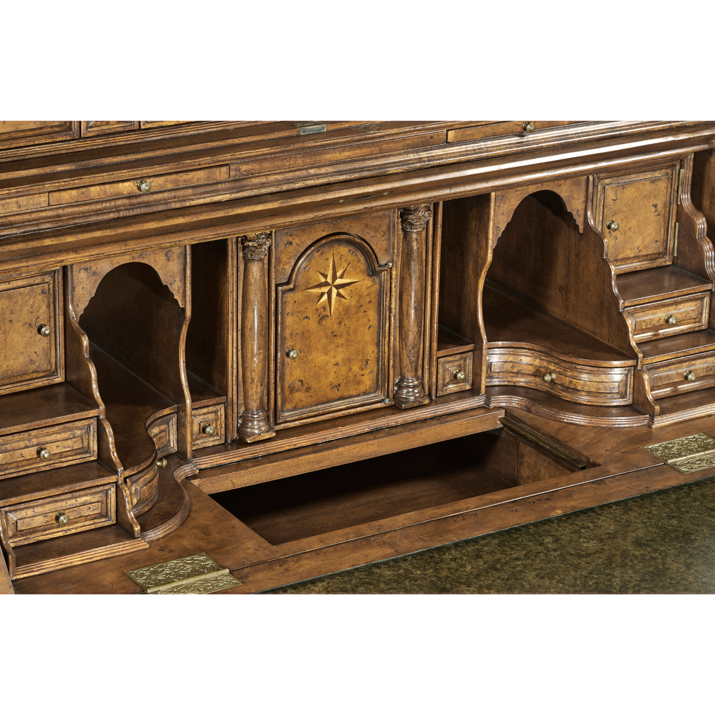 Queen Anne Pollard Bureau Cabinet with Mirrored Doors