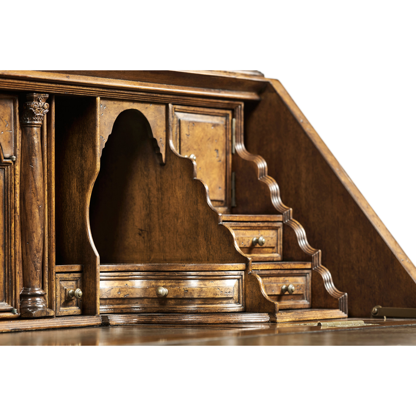 Queen Anne Pollard Bureau Cabinet with Mirrored Doors