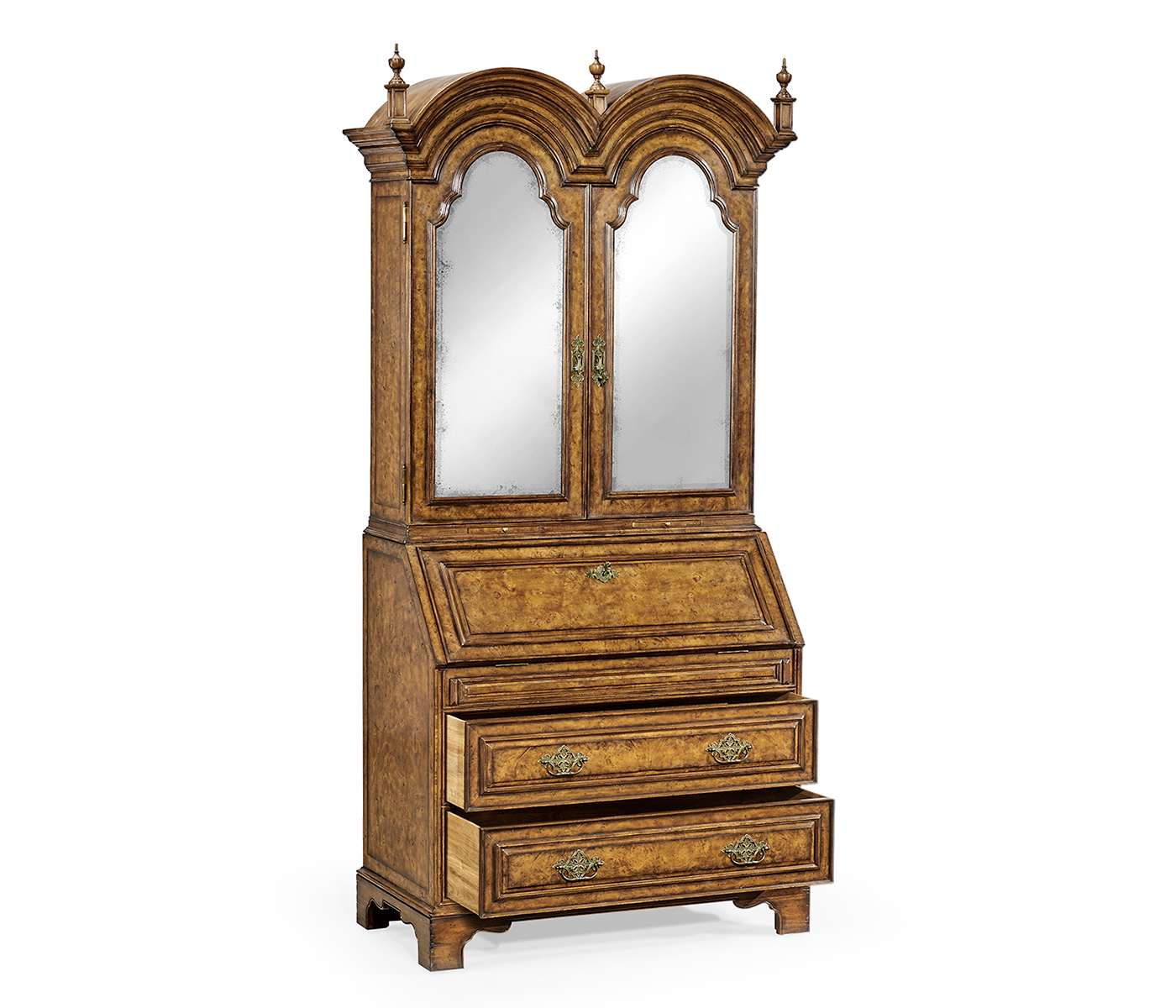 Queen Anne Pollard Bureau Cabinet with Mirrored Doors