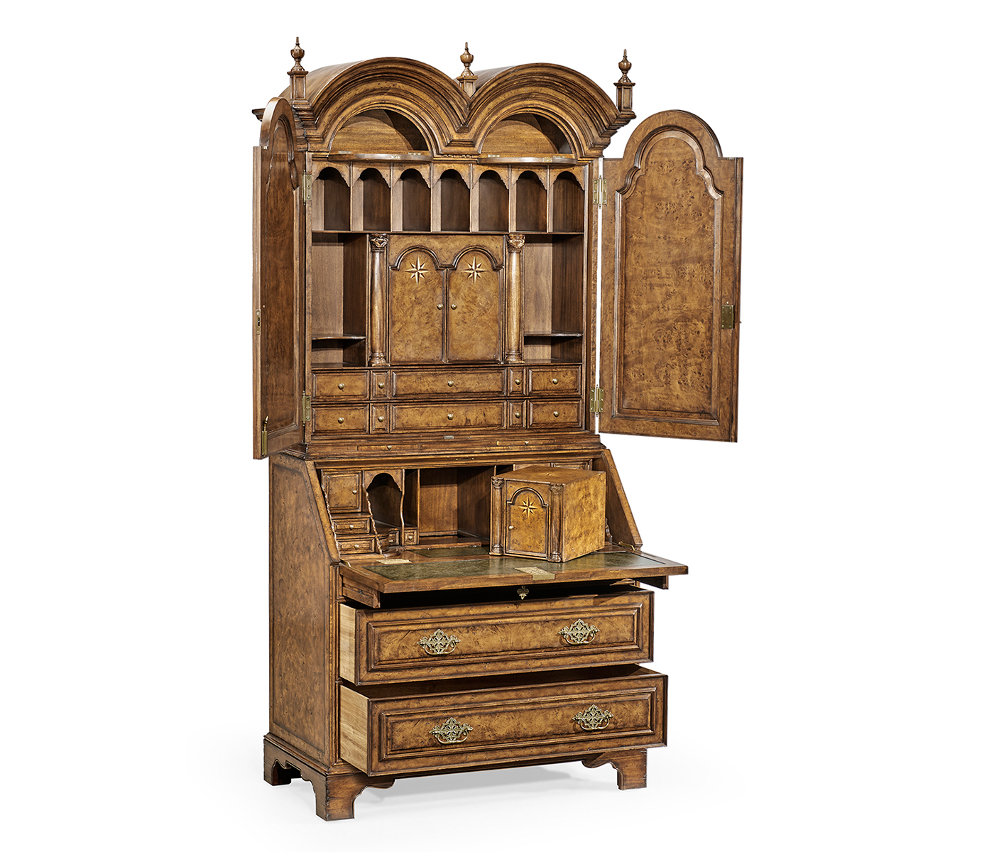 Queen Anne Pollard Bureau Cabinet with Mirrored Doors