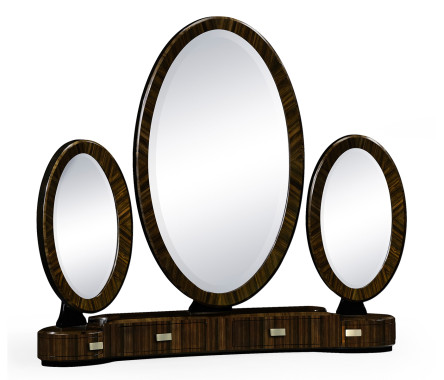 Triple Art Deco Macassar Ebony High Lustre Dressing Mirror