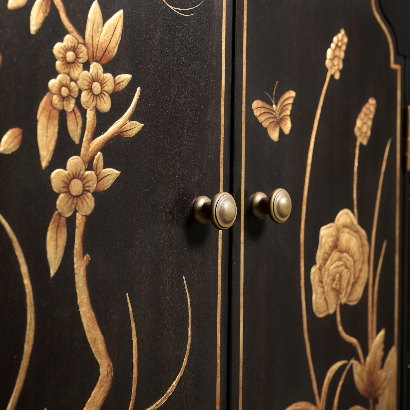 Queen Anne Walnut Bureau with Chinoiserie Interior & Mirrored Doors