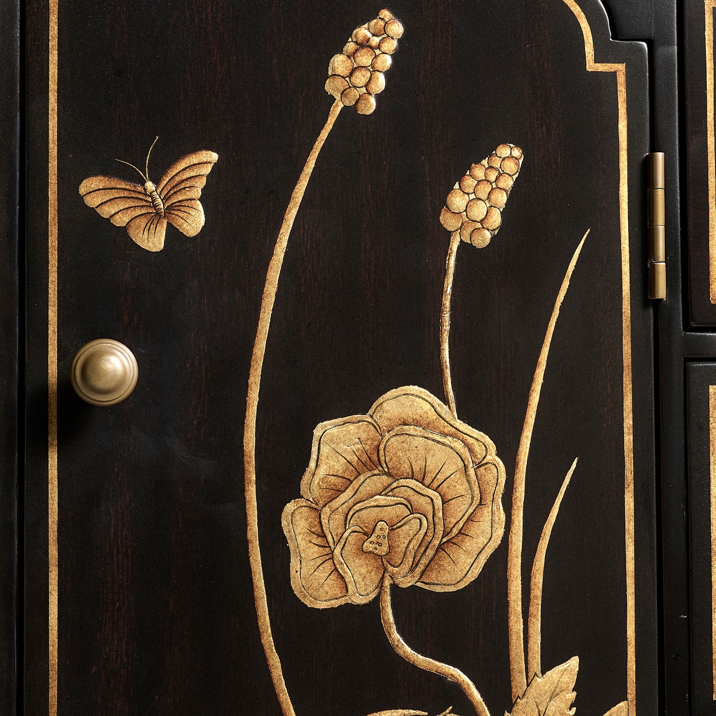 Queen Anne Walnut Bureau with Chinoiserie Interior & Mirrored Doors