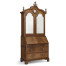 Queen Anne Walnut Bureau with Chinoiserie Interior & Mirrored Doors