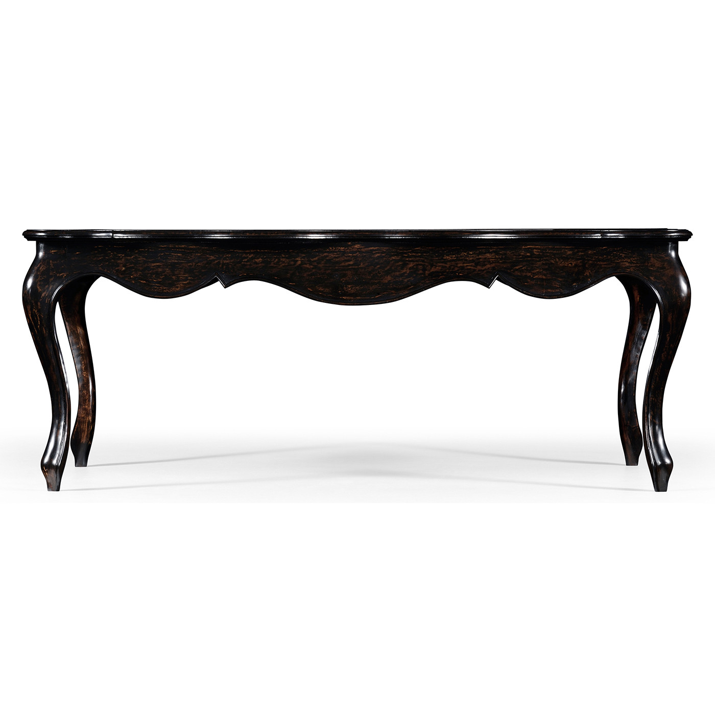 French style black finish coffee table parquet top