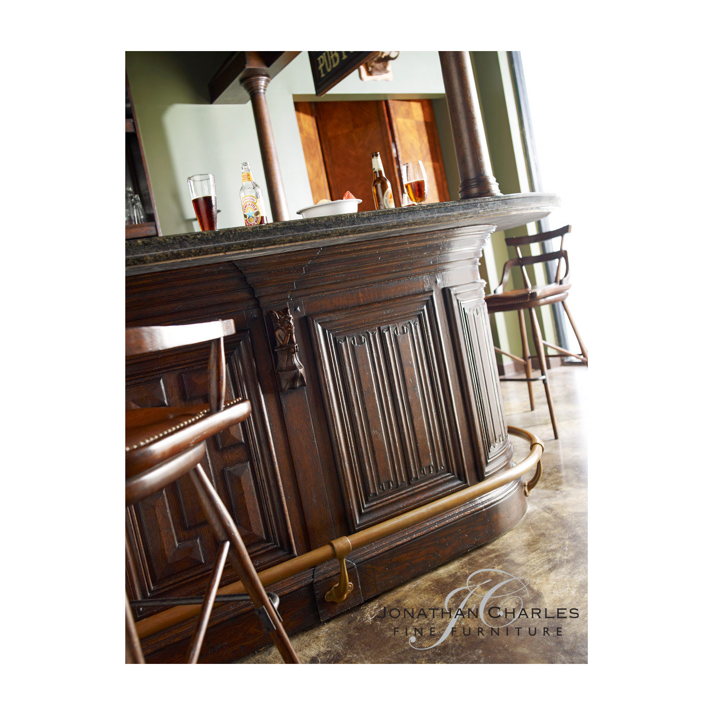 Linenfold Dark Oak Home Bar