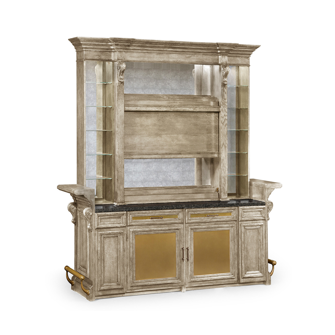 Rear Panel of Linenfold Grey Oak Home Bar