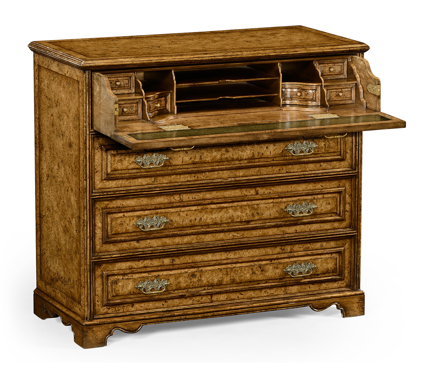 Burl veneered gentleman's writing chest