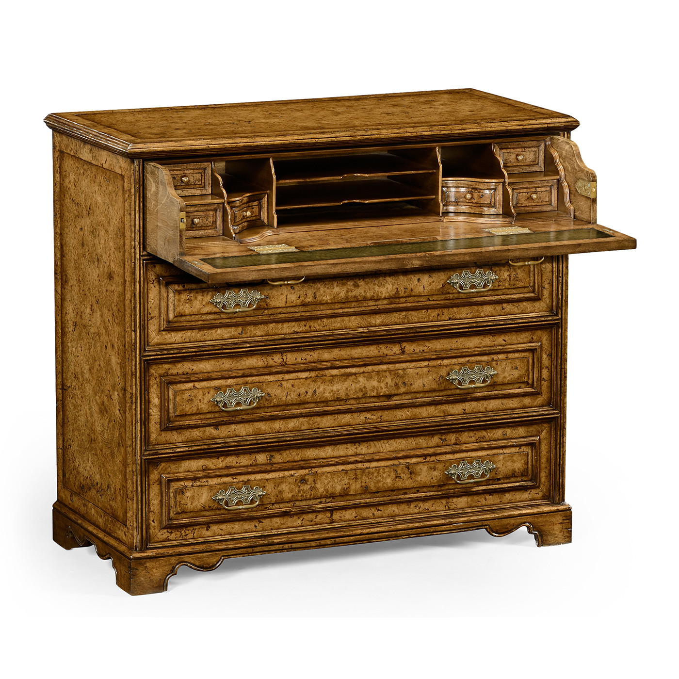 Burl veneered gentleman's writing chest