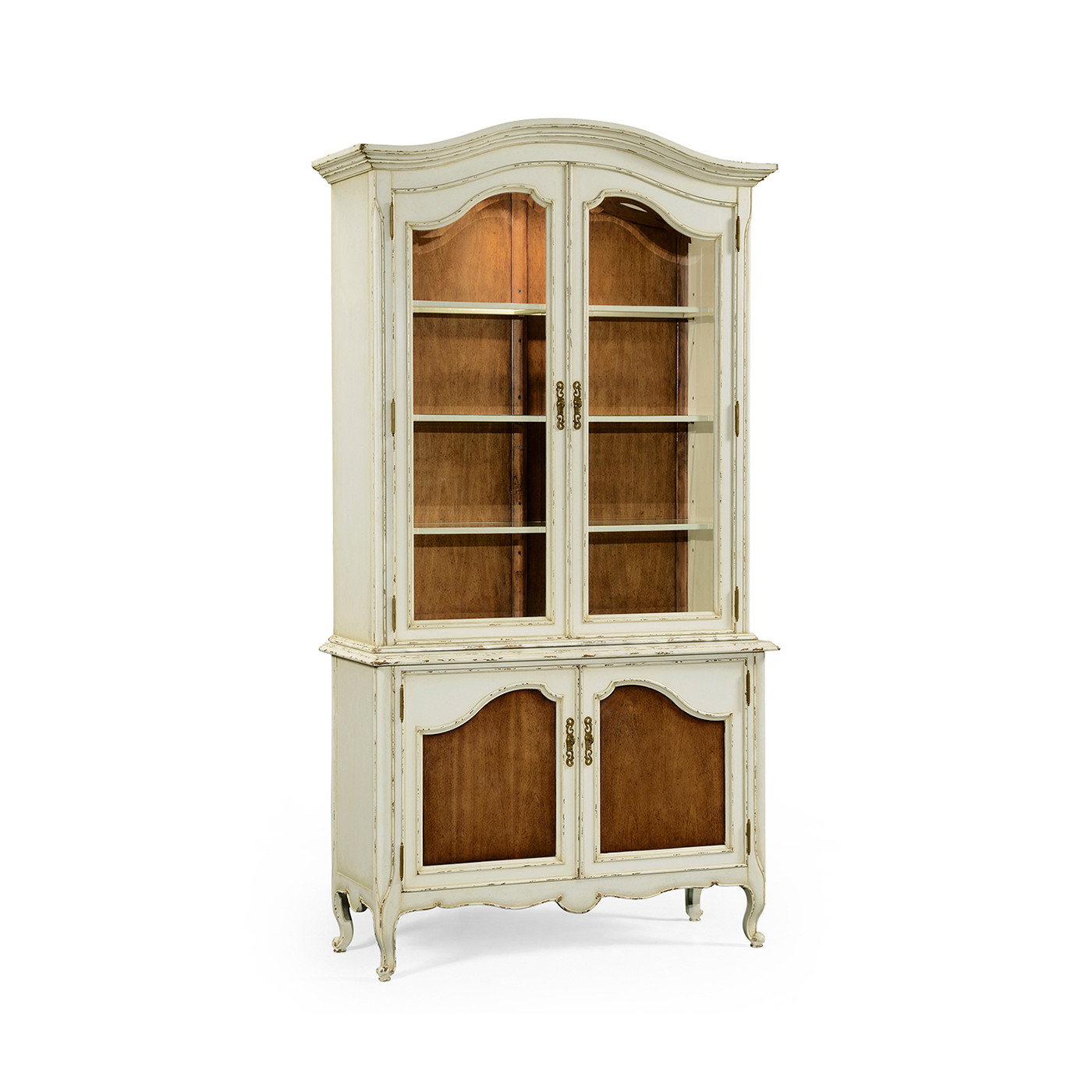 French country style white finish display cabinet