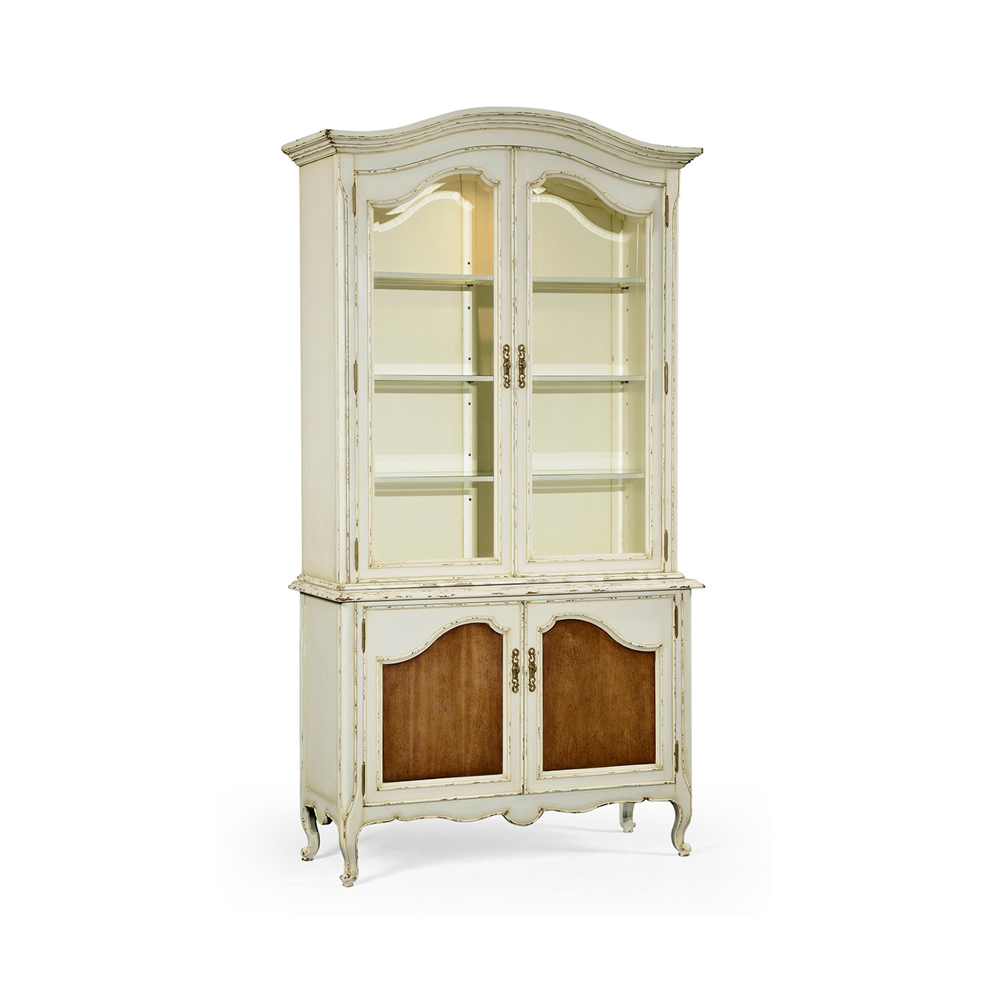 French country style white finish display cabinet