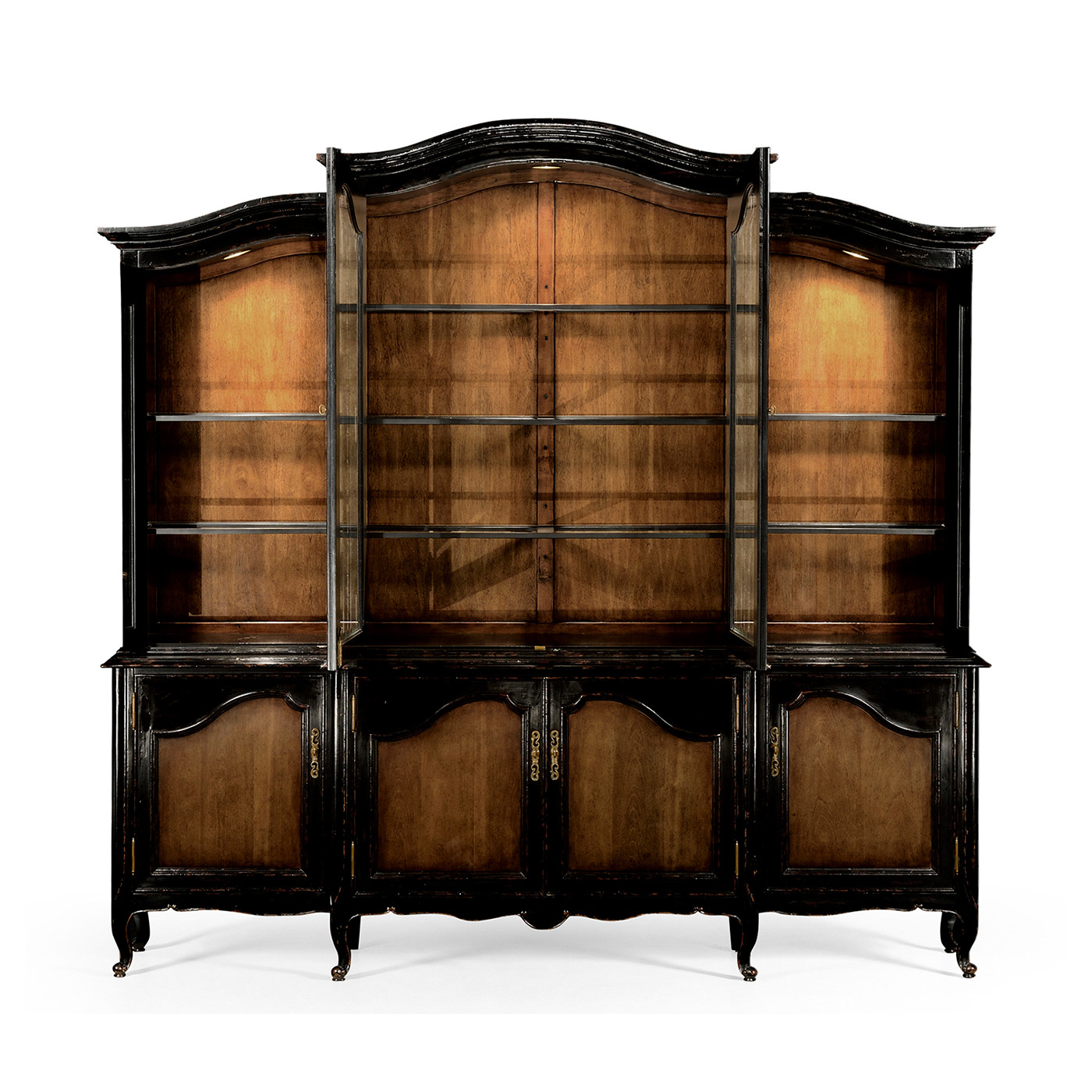 French country style black finish triple cabinet