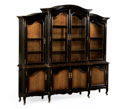 French country style black finish triple cabinet