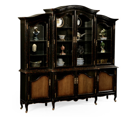 French country style black finish triple cabinet