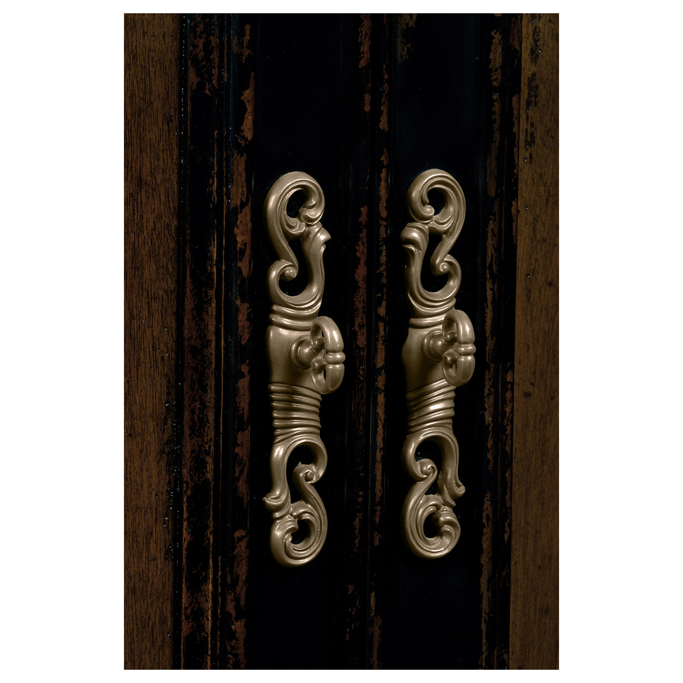 French country style black finish display cabinet