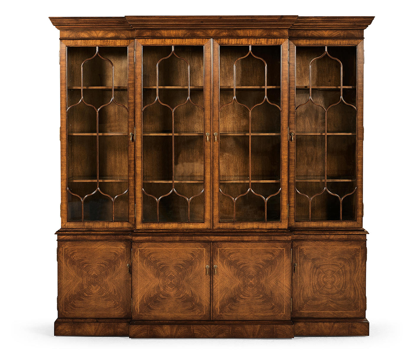 Large Gothic Walnut China Cabinet