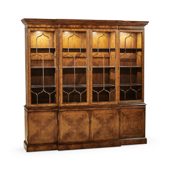 Large Gothic Walnut China Cabinet