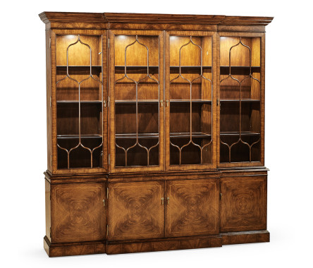 Large Gothic Walnut China Cabinet