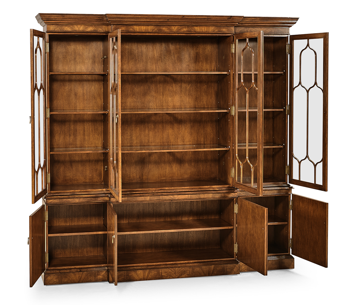 Large Gothic Walnut China Cabinet