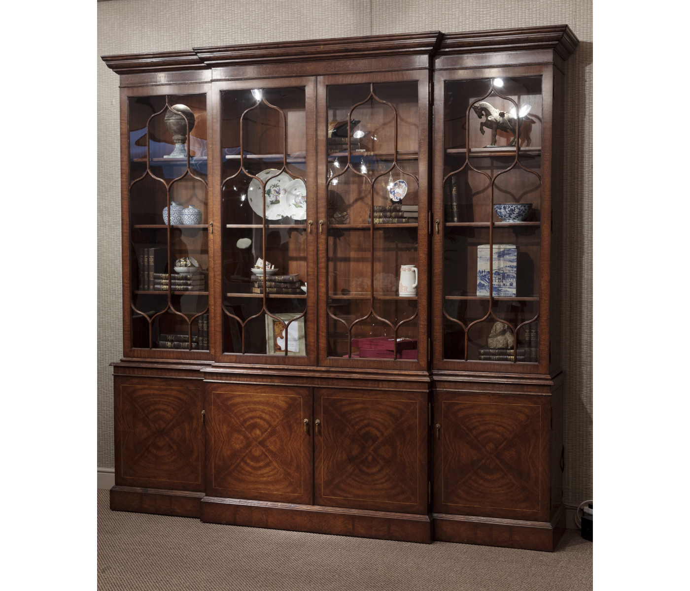 Large Gothic Walnut China Cabinet