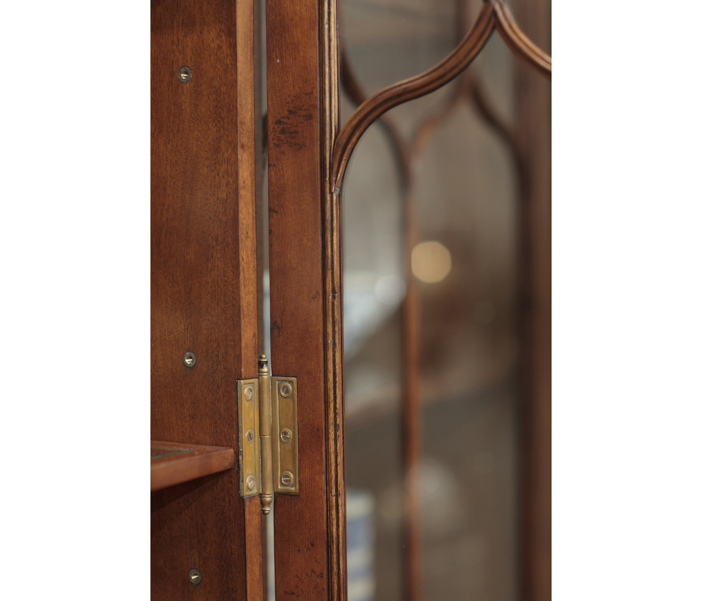 Large Gothic Walnut China Cabinet