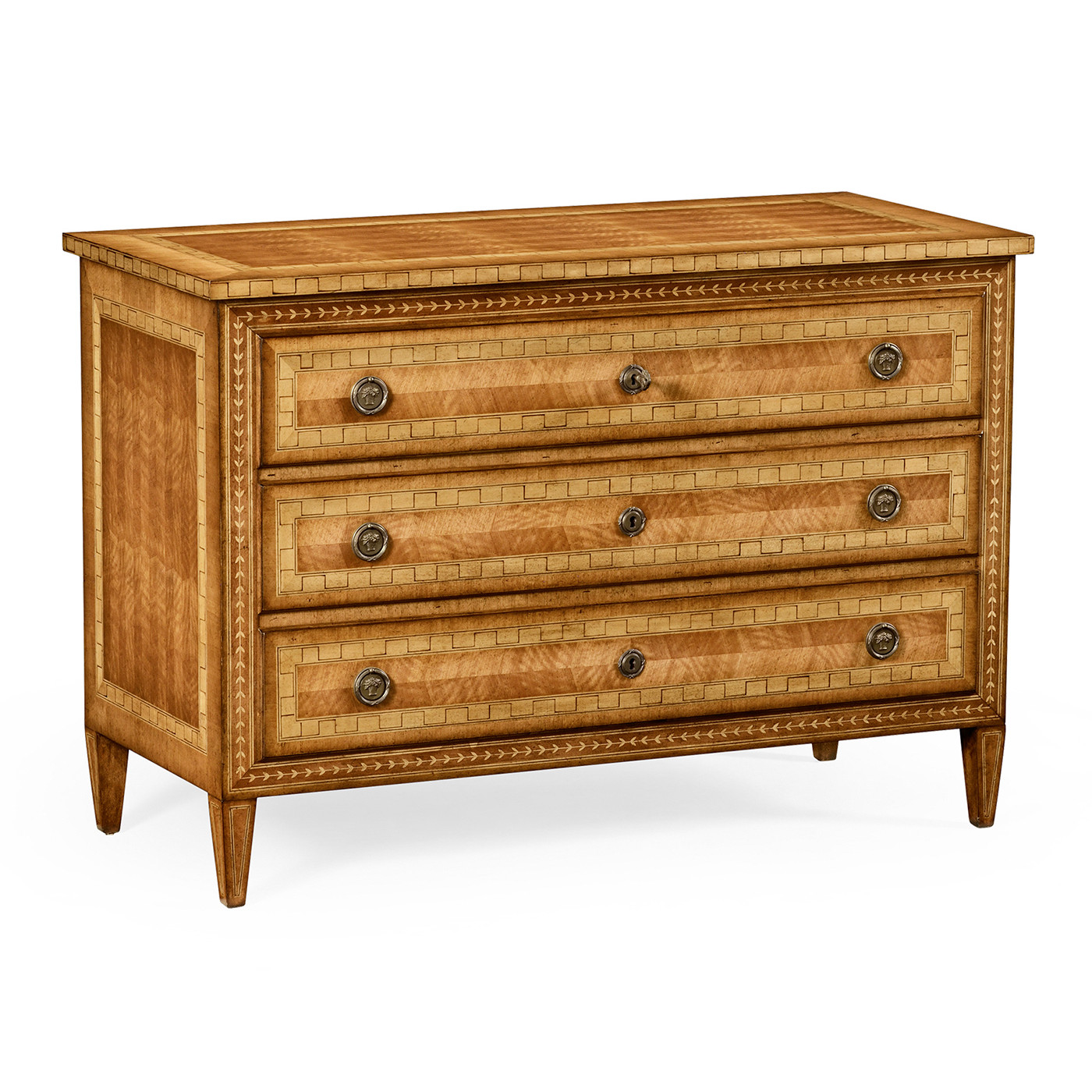 Satinwood directoire large chest of drawers