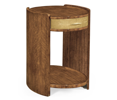 Ivory Faux Shagreen Side Table with Drawer