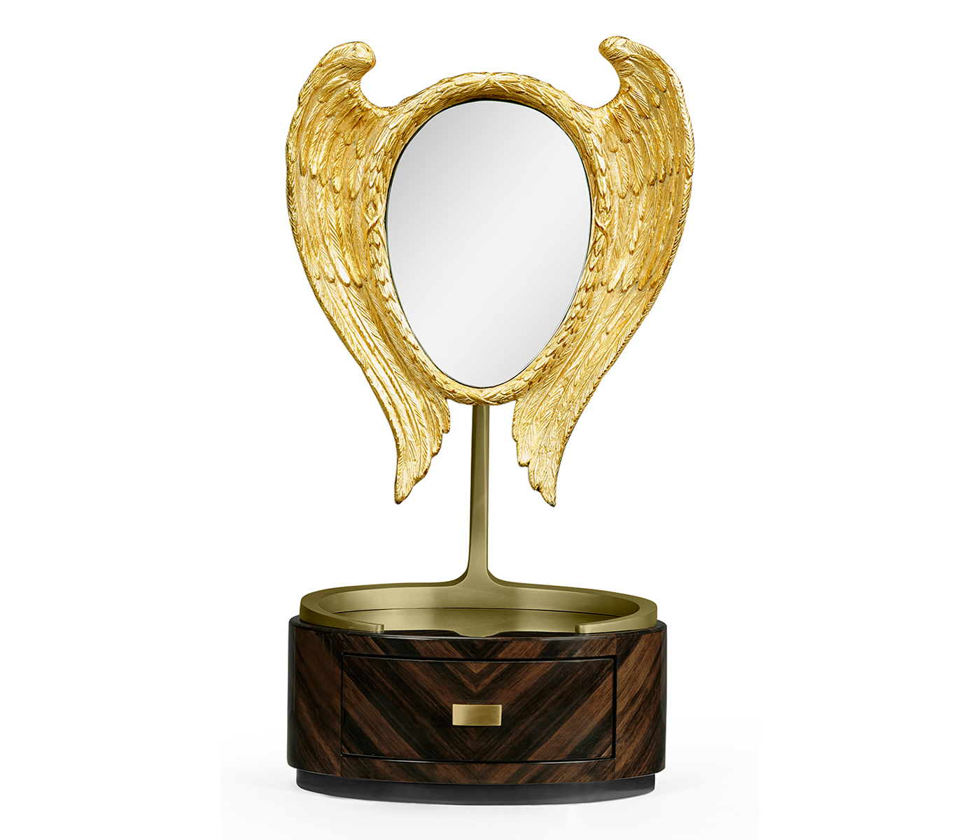 Classical Gilded Winged Macassar Ebony High Lustre Dressing Mirror with Drawer