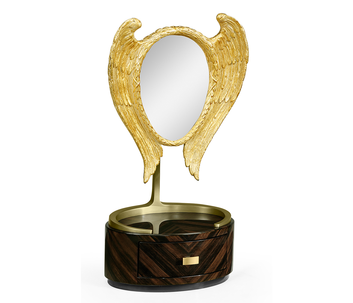 Classical Gilded Winged Macassar Ebony High Lustre Dressing Mirror with Drawer