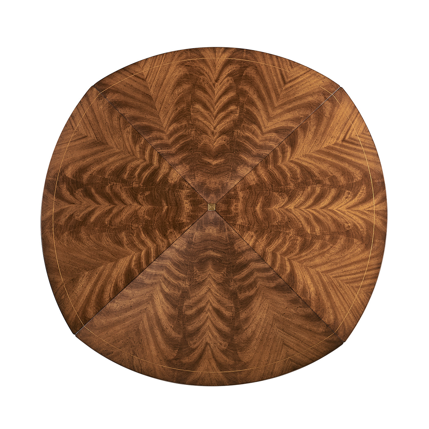 Crotch Walnut Circular Dining Table with Self–Storing Leaves 59