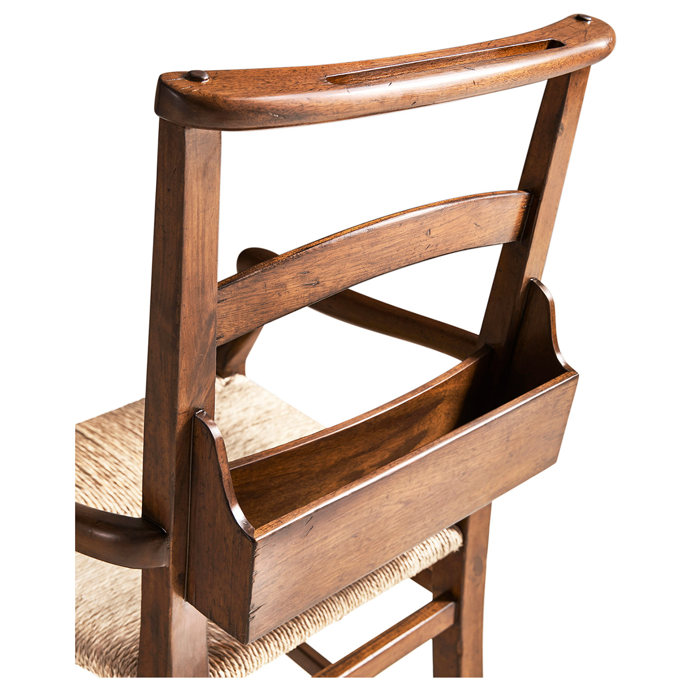Rustic Walnut Church Dining Arm Chair