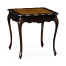 French style black finish side table parquet top