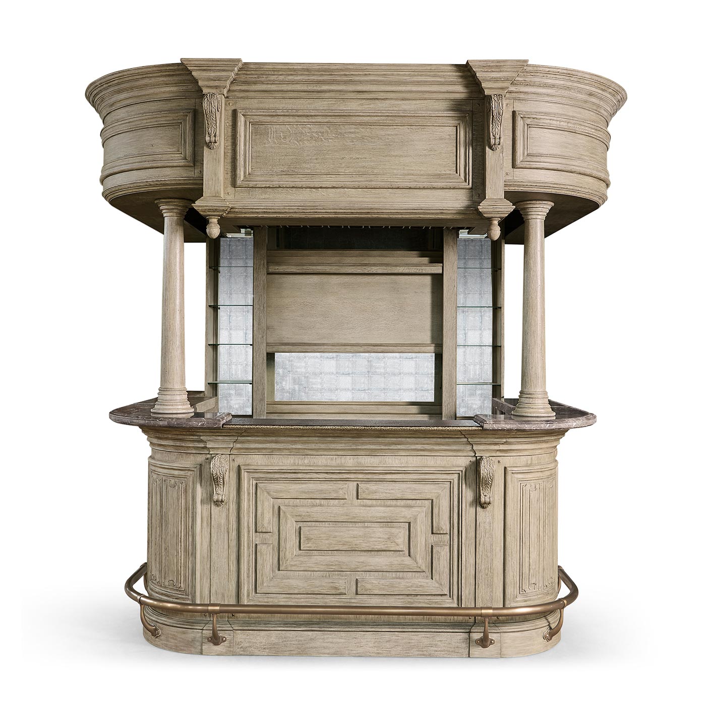 Complete Linenfold Grey Oak Home Bar