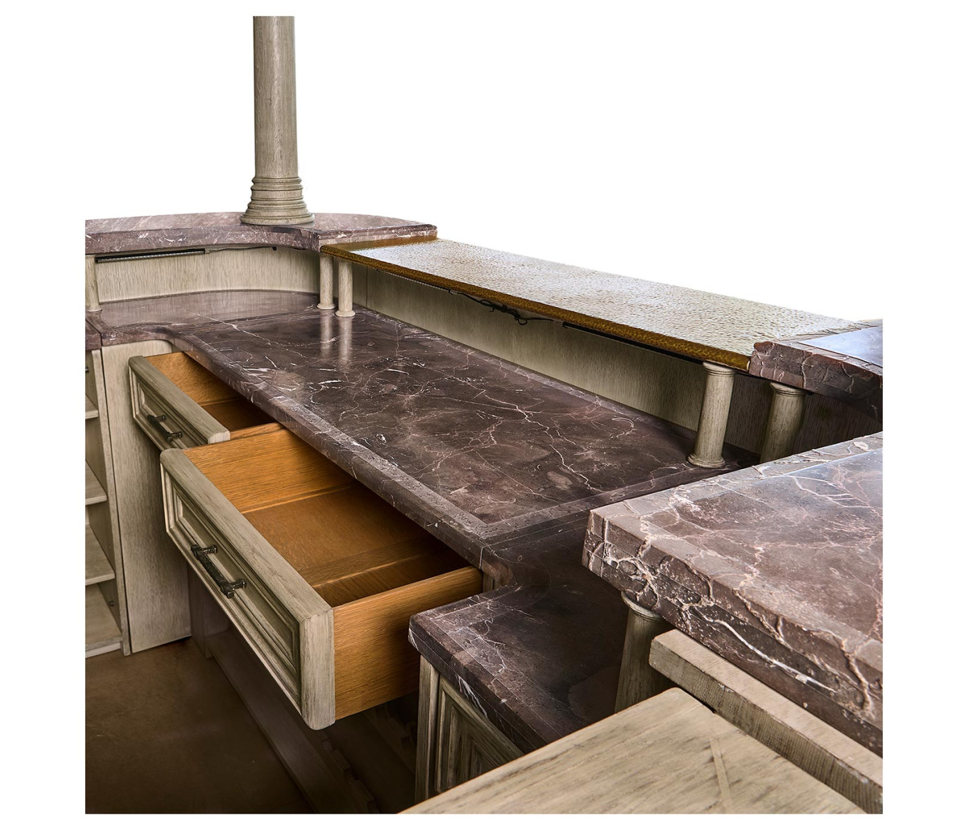Complete Linenfold Grey Oak Home Bar