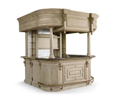 Complete Linenfold Grey Oak Home Bar