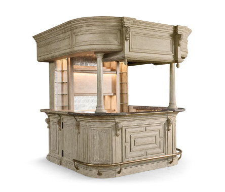 Complete Linenfold Grey Oak Home Bar