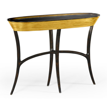 Stepped Gilded Oval Console