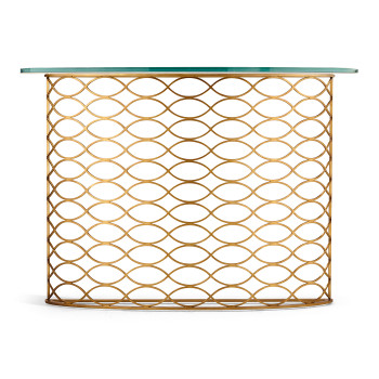 Interlaced Gilded & Glass Demilune Console