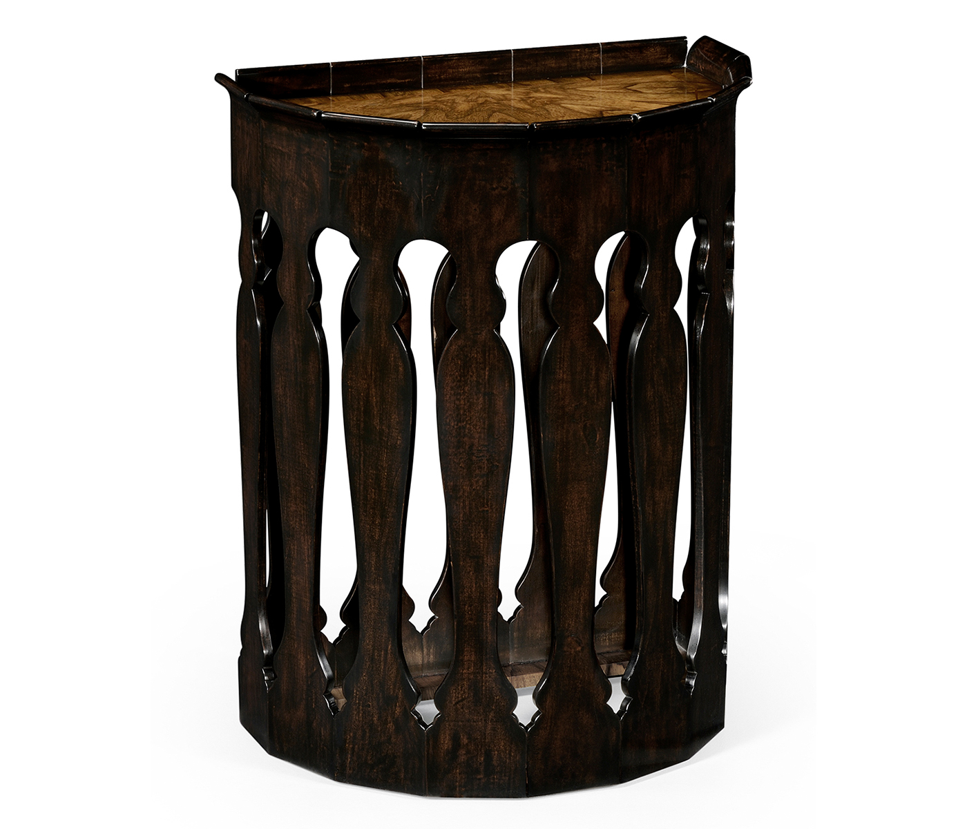 Moorish small demilune console (Ebonised)