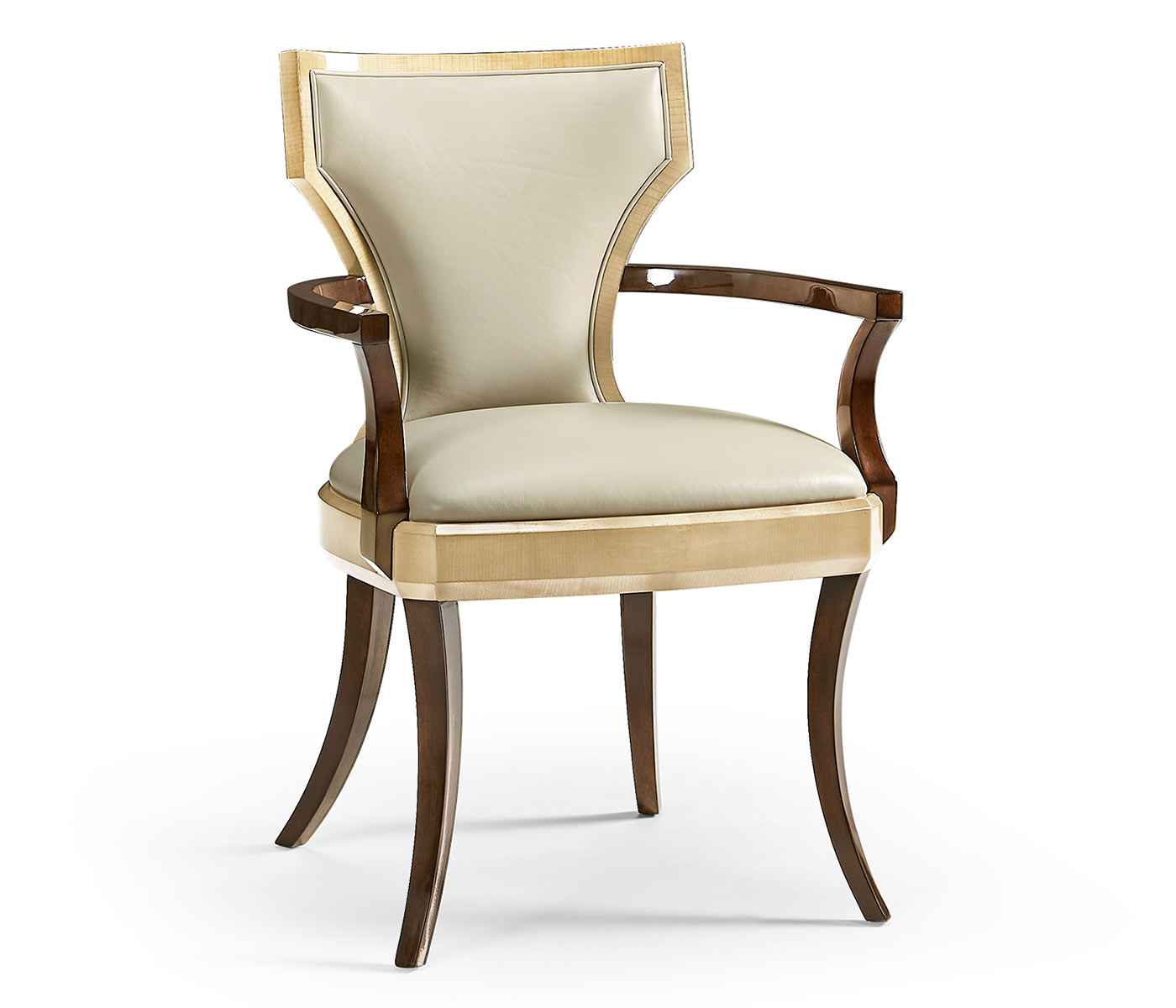 Full Back Art Deco Champagne Dining Arm Chair