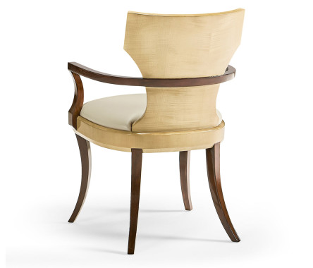 Full Back Art Deco Champagne Dining Arm Chair