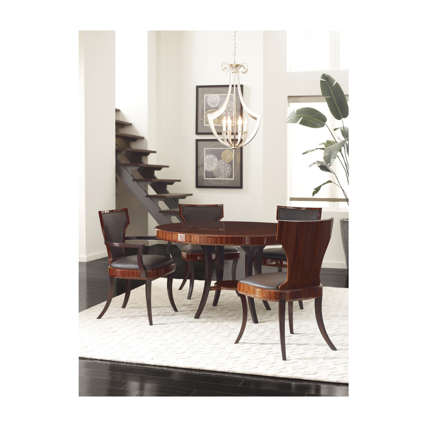 Full Back Art Deco Satin Santos Dining Arm Chair