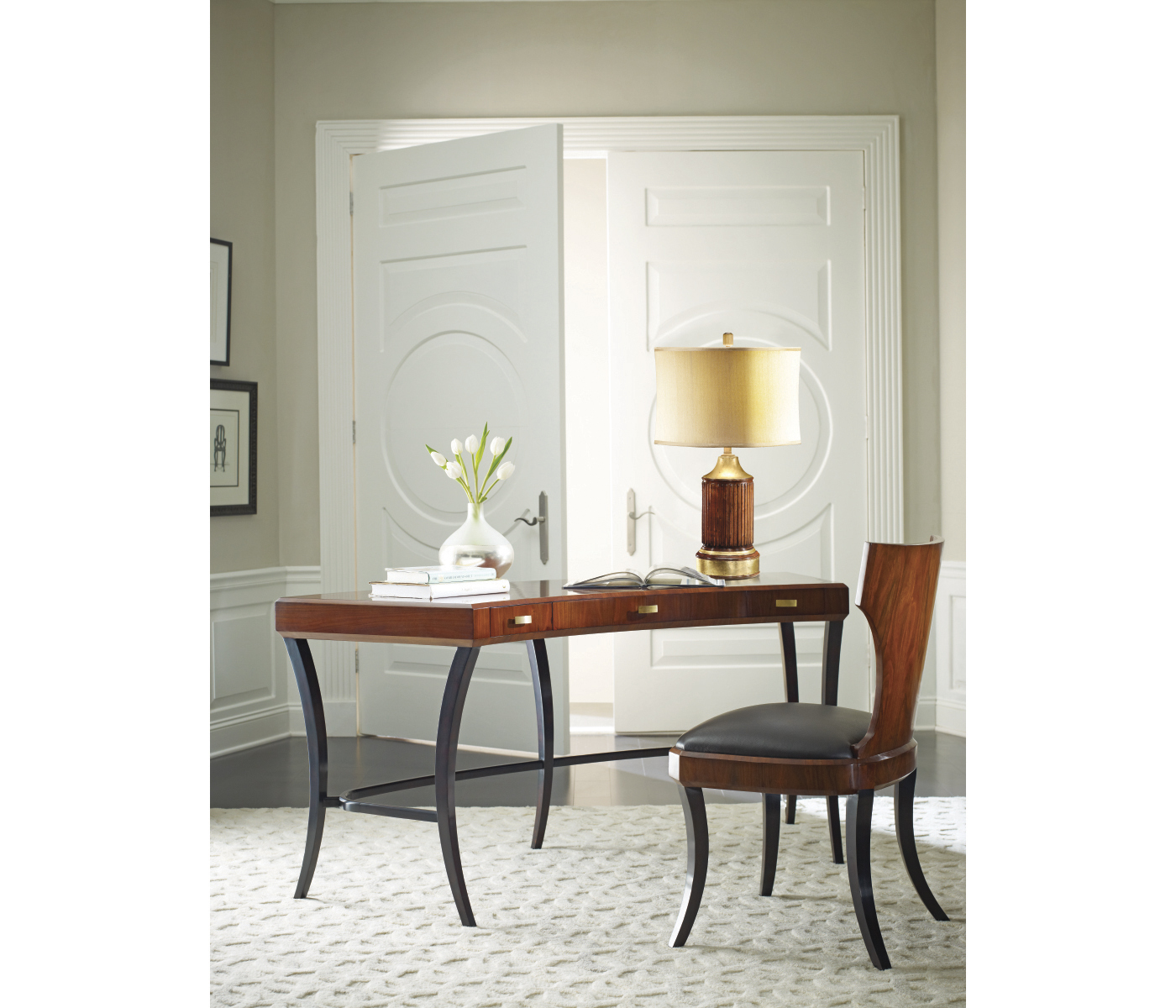 Full Back Art Deco Macassar Ebony Dining Side Chair